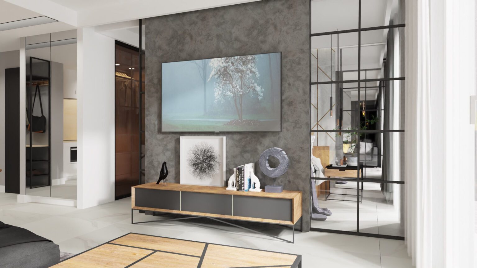 Mieszkanie loftowe_salon_widok 4